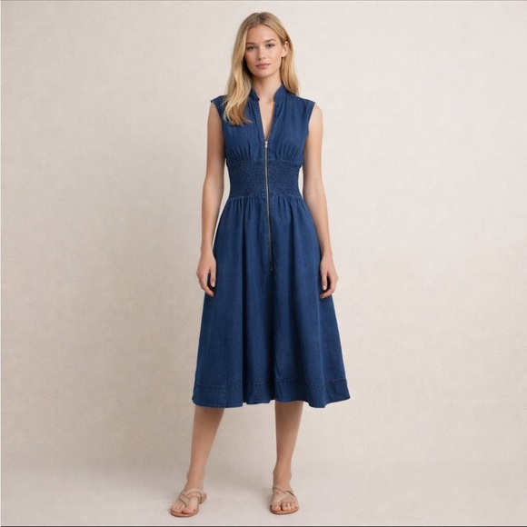 Anthropologie Dresses & Skirts - Anthropologie Maeve Cap-Sleeve V-Neck Smocked Midi Dress Size XSP 36221